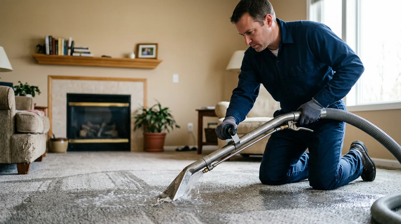 Water damage restoration technician working near North Dighton, MA